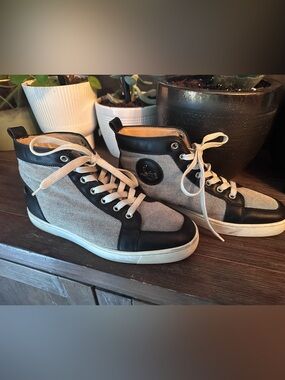 Christian Louboutin Rantus Black and White High-Top Sneakers